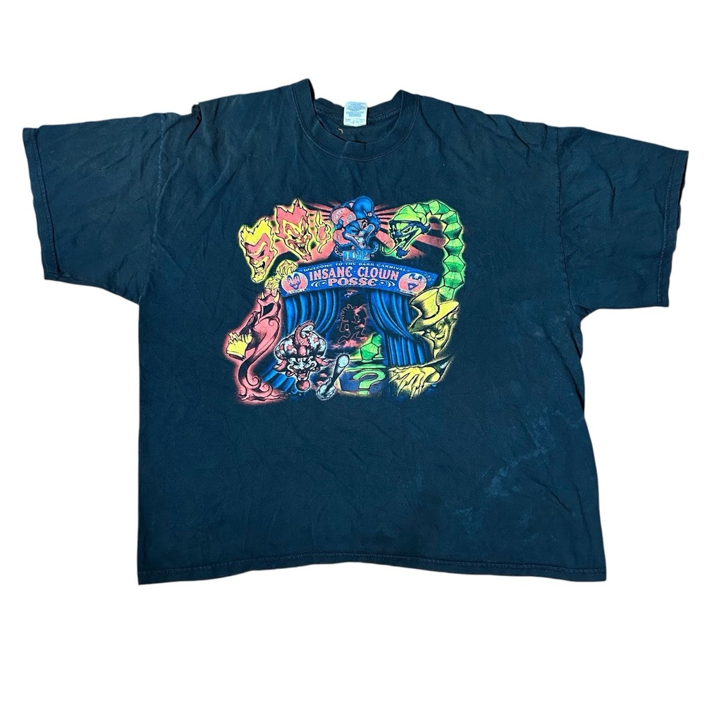 Vtg 00's ICP INSANE CLOWN POSSE T Shirt‎ Welcome to Dark Carnival 2XL HOLES
